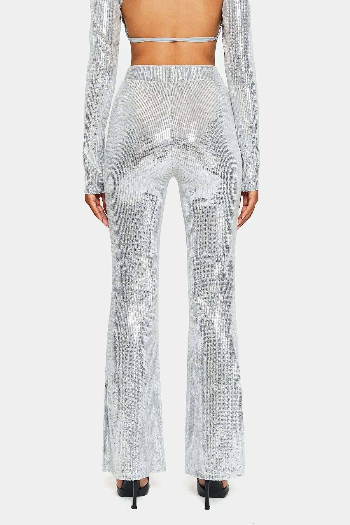 SOLADO High Waist Sequin Solid Flared Pants 9 SOLADO High Waist Sequin Solid Flared Pants - Image 7