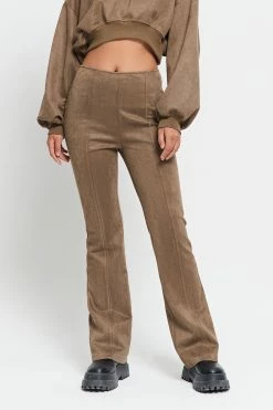 SOLADO Low Waist Seam Detail Solid Straight Pants