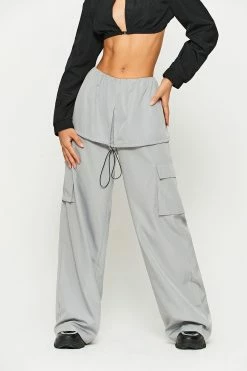 SOLADO Layered Drawstring Pocket Patched Wide Leg Pants