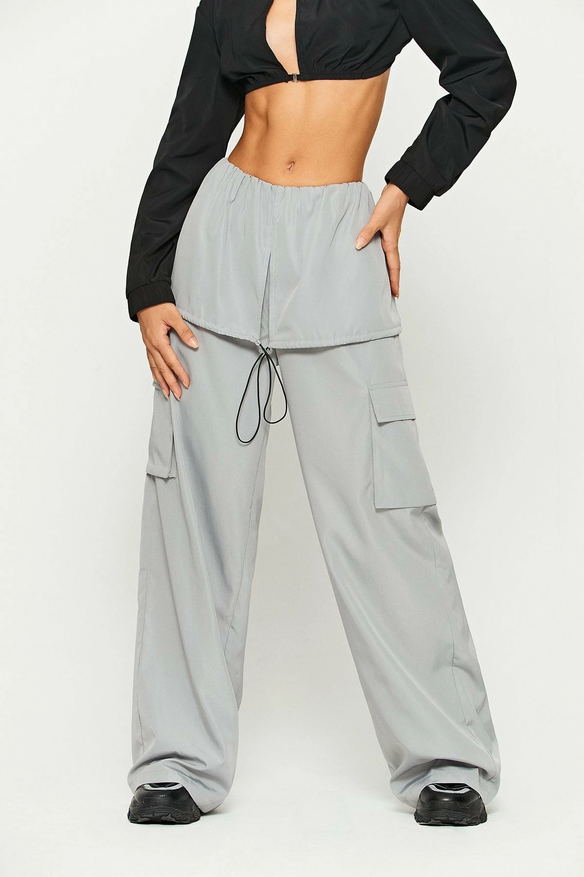 SOLADO Layered Drawstring Pocket Patched Wide Leg Pants 3 SOLADO Layered Drawstring Pocket Patched Wide Leg Pants