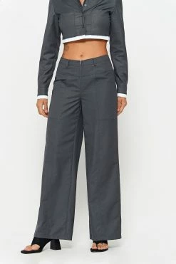 SOLADO Zipper Front Dual Pocket Draped Suit Pants