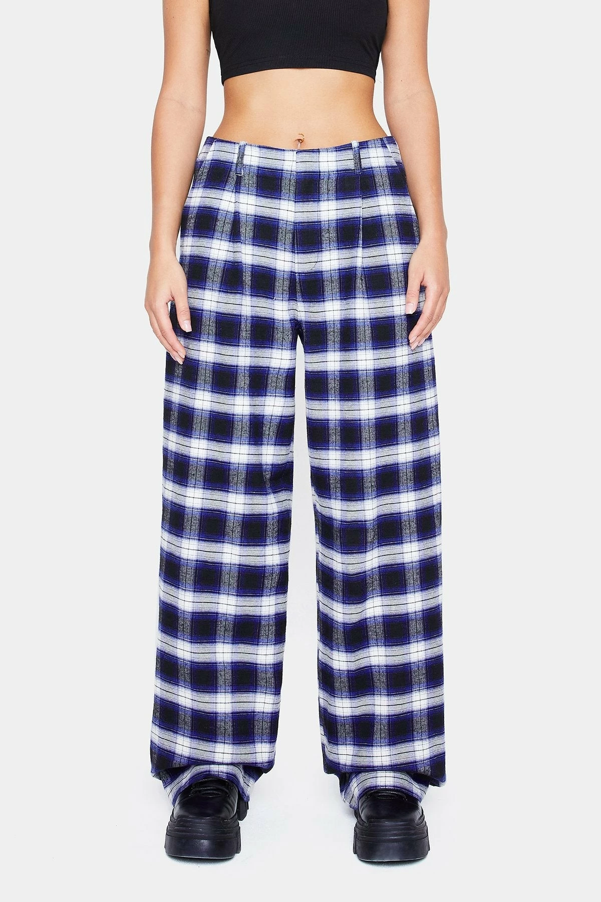 SOLADO Low Waist Check Print Dual Pocket Straight Pants 8 SOLADO Low Waist Check Print Dual Pocket Straight Pants - Image 6