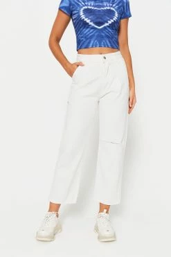 Solado High Waist Raw Hem Ripped Dual Pocket Straight Pants