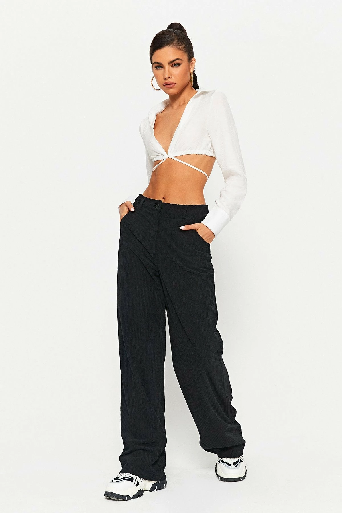SOLADO Corduroy High Waist Dual Pocket Solid Wide Leg Pants 5 SOLADO Corduroy High Waist Dual Pocket Solid Wide Leg Pants - Image 3