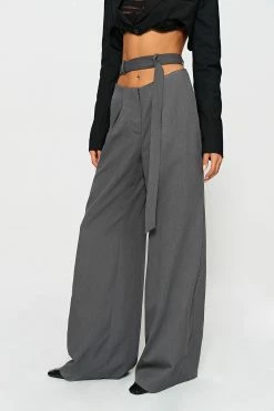 SOLADO Low Waist Tie Detail Solid Wide Leg Pants