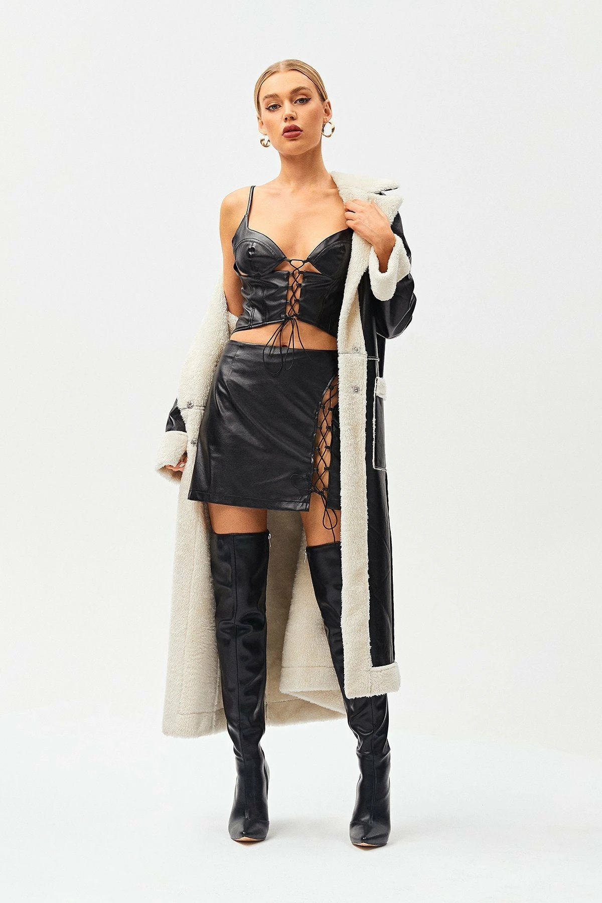 SOLADO High Waist Lace Up PU Leather Mini Skirt 6 SOLADO High Waist Lace Up PU Leather Mini Skirt - Image 4